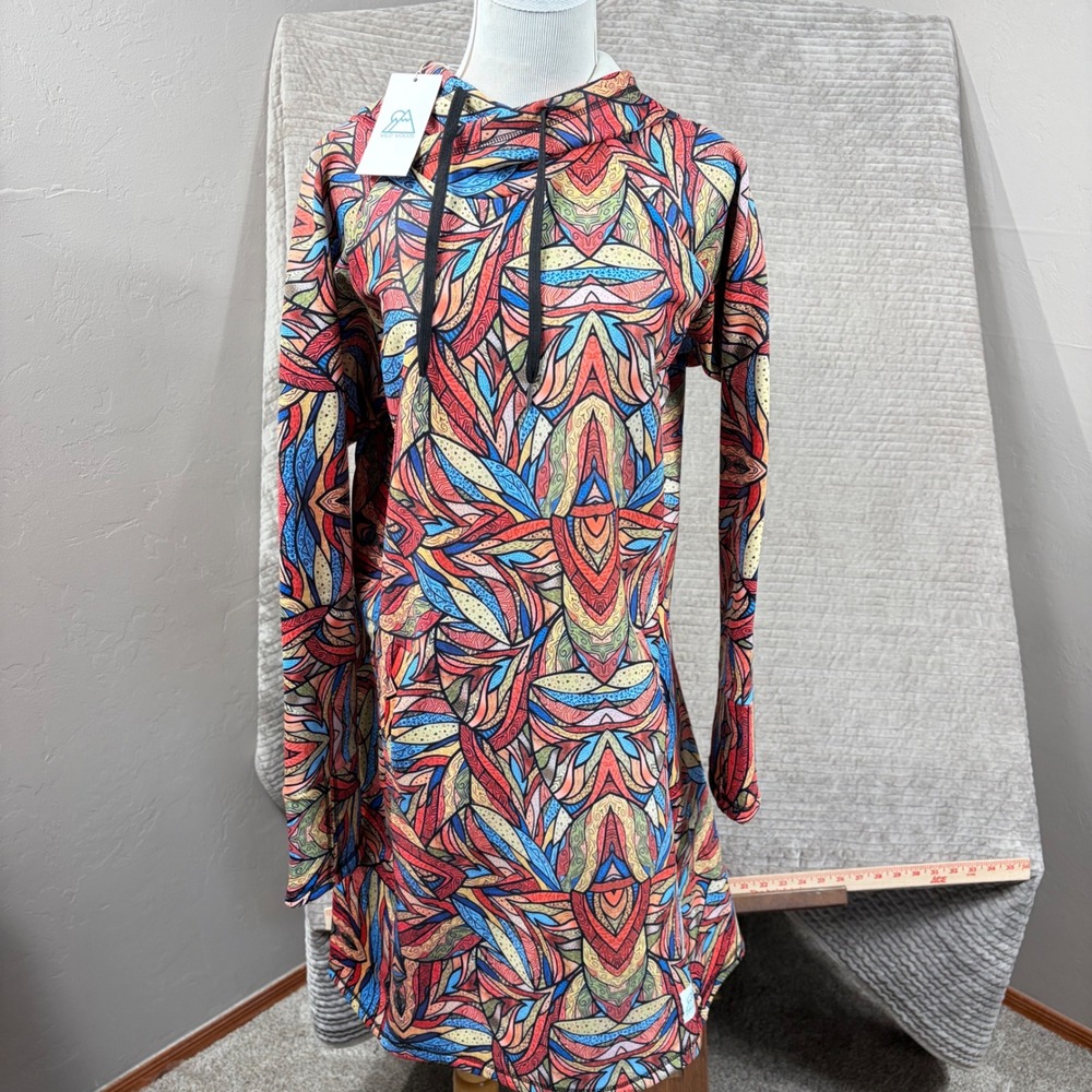 Wild Woods Alpenglow WeatherShield Fleece Hooded Dress XXL Abstract Multi-Color